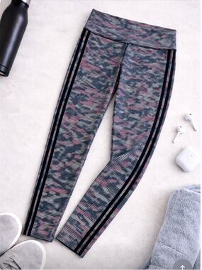 adidas Leggings Women’s M | Black Gray Pink Pattern | Climalite Athletic